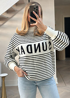In The Style x White Stripe Sunday Oversized Jumper