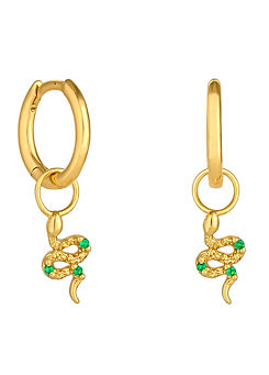 Inicio 14K Real Gold Plated Recycled Brass Serpent Charm Earrings - Gift Pouch