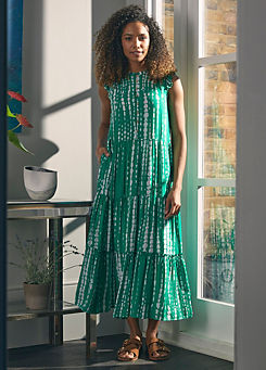 Izabel London Green Printed Frill Cap Sleeve Maxi Dress