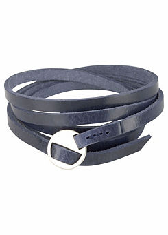 J. Jayz Navy Wrap Leather Bracelet