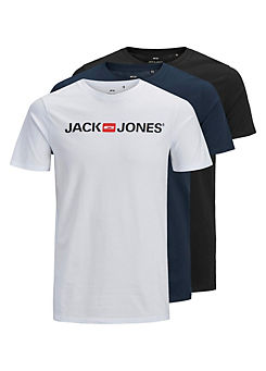 Jack & Jones Pack of 3 Logo Print T-Shirt