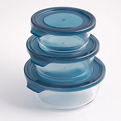 Jomafe Round Glass Food Container Set 400ml, 650ml, 950ml