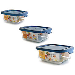 Jomafe Square Glass Food Container Set 320ml, 520ml, 800ml