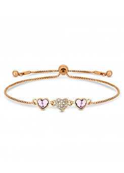 Jon Richard Radiance Collection Rose Gold Plated Pink Dancing Heart Toggle Bracelet