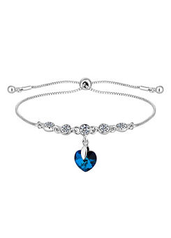 Jon Richard Radiance Collection Silver Plated Bermuda Blue Heart Toggle Bracelet
