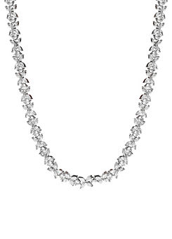 Jon Richard Silver Plated Cubic Zirconia Floral Tennis Necklace