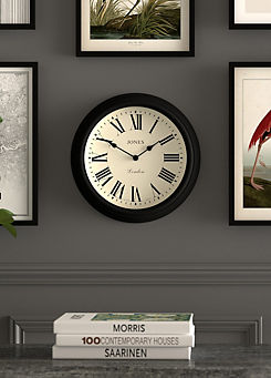 Jones Clocks Decorative Black Roman/Pepper Grey Wall Clock