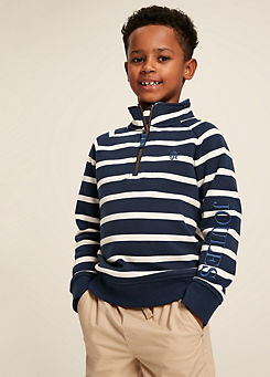 Joules Kids Quarter Zip Stripe Sweatshirt