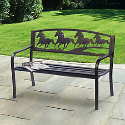Kaleidoscope Horse Design Cast Iron Garden Bench