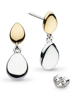 Kit Heath Rhodium Plated Sterling Silver and 18ct Gold Plate Coast Pebble Stud Drop Earrings