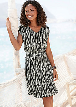 LASCANA Cap Sleeve Jersey Summer Knee-Length Dress