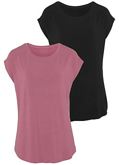 LASCANA Pack of 2 Round Neck T-Shirts