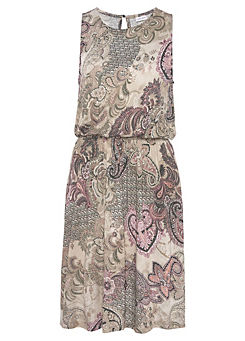 LASCANA Paisley Print Sleeveless Jersey Dress