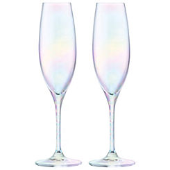 LSA Polka Set of 2 Pearl Champagne Flutes