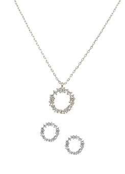 Last True Angel Crystal Cluster Earrings & Necklace Set