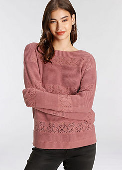 Laura Scott Ajour Knit Long Sleeve Sweater
