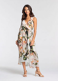 Laura Scott Chiffon Floral Print Midi Dress