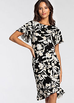 Laura Scott Floral Print A-Line Jersey Dress