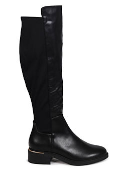 Linzi Majesty Black Faux Leather Classic Knee High Riding Boots