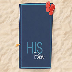 Lister Cartwright Personalised Name ’His’ Blue Beach Towel