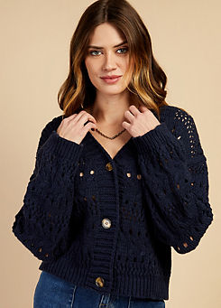 Little Mistress Navy Open Knit Cardigan by Vogue Williams