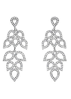 Love Rocks Filigree Crystal Leaves Chandelier Earrings