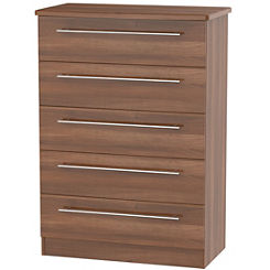 Loxley Assembled 5 Drawer Chest of Drawers