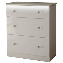 Lumiere Assembled High Gloss LED 3 Deep Drawer Chest of Drawers
