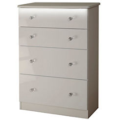 Lumiere Assembled High Gloss LED 4 Deep Drawer Chest of Drawers