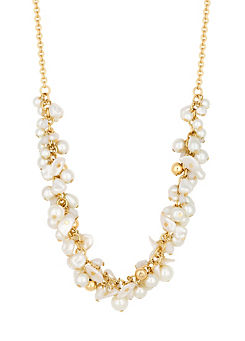 MOOD By Jon Richard Gold Cream Pearl and Polished Shaker Necklace