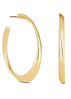 MOOD By Jon Richard Gold Recycled Polished Oval Hoop Earrings