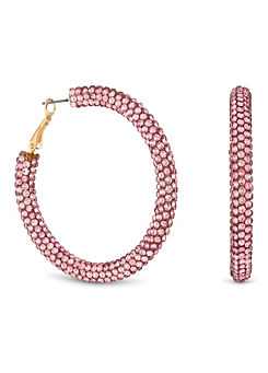 MOOD By Jon Richard Rose Gold Pink Diamante Tube Hoop Earrings