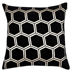 Malini Ivor Hexagon Cut Velvet Feather Filled Cushion