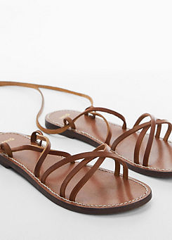 Mango Gina Brown Leather Strappy Sandals