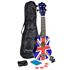 Martin Smith Ukulele Kit with Bag, Tuner, Strap, Picks & Spare Strings - Union Jack