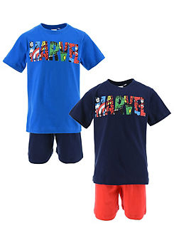Marvel Pack of 2 T-Shirt Pyjama Sets