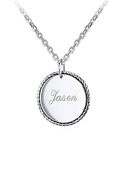 Max Rossi Sterling Silver Rhodium Plated Twist-Edge Disc Adjustable Necklace