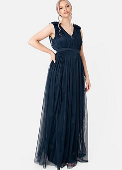 Maya Deluxe Icon Tulle Maxi Dress with Ruffle Shoulder Detail