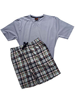 Mens Plain & Checked Short Pyjamas Set