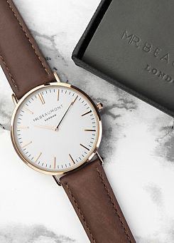 Men’s Modern-Vintage Personalised Leather Watch In Brown