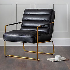Millie Black Faux Leather Accent Chair with Gold Legs