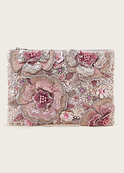 Monsoon Hand Embellished 3D Flower Pouch
