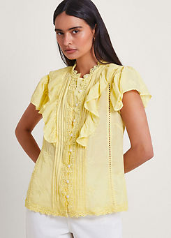 Monsoon Rue Embroidered Ruffle Blouse