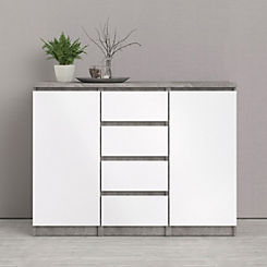 Naia Concrete 4 Drawers 2 Doors Sideboard