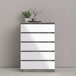 Naia Concrete Chest of 5 Drawers