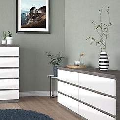 Naia Concrete Wide Chest of 6 Drawers