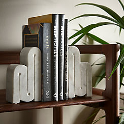 Nason Set of 2 White Marble Bookends
