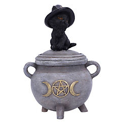 Nemesis Now Black Cat on Witches Couldron Trinket Box Ornament
