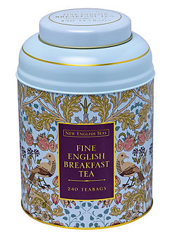 New English Teas Song Thrush & Berries Deluxe Tea Caddy - Pale Blue