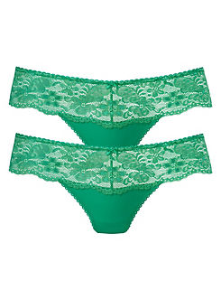 Nuance Pack of 2 Lace Detail Thongs